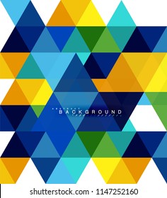 Multicolored triangles abstract background, mosaic tiles concept, vector illustration