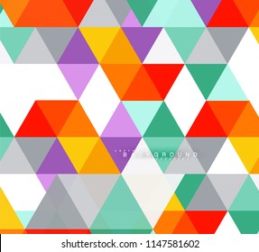 Multicolored triangles abstract background, mosaic tiles concept, vector illustration