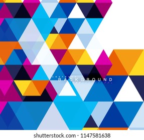 Multicolored triangles abstract background, mosaic tiles concept, vector illustration