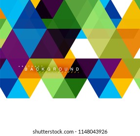 Multicolored triangles abstract background, mosaic tiles concept, vector illustration
