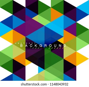 Multicolored triangles abstract background, mosaic tiles concept, vector illustration