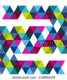 Fondo abstracto de triángulos multicolores, concepto de mosaicos, ilustración vectorial