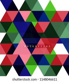 Multicolored triangles abstract background, mosaic tiles concept, vector illustration