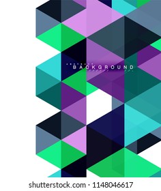 Multicolored triangles abstract background, mosaic tiles concept, vector illustration
