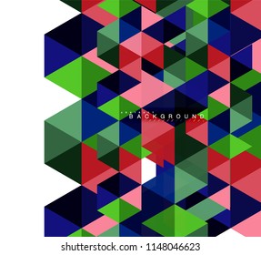 Multicolored triangles abstract background, mosaic tiles concept, vector illustration