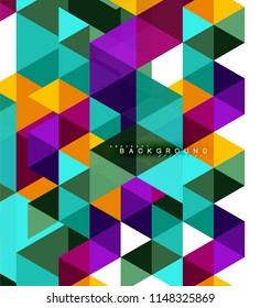 Multicolored triangles abstract background, mosaic tiles concept, vector illustration