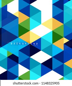 Multicolored triangles abstract background, mosaic tiles concept, vector illustration