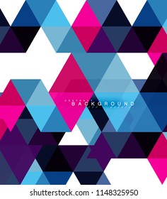 Multicolored triangles abstract background, mosaic tiles concept, vector illustration