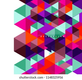 Fondo abstracto de triángulos multicolores, concepto de mosaicos, ilustración vectorial