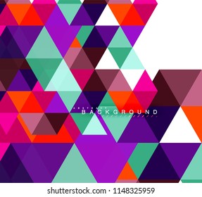 Multicolored triangles abstract background, mosaic tiles concept, vector illustration