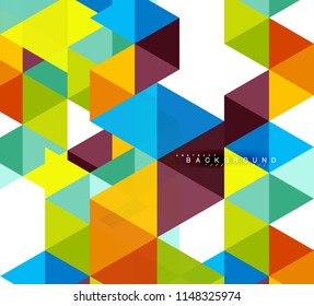 Fondo abstracto de triángulos multicolores, concepto de mosaicos, ilustración vectorial