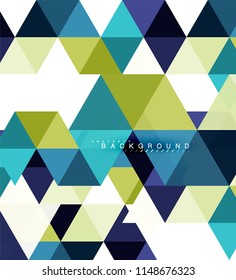 Multicolored triangles abstract background, mosaic tiles concept, vector illustration