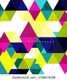 Fondo abstracto de triángulos multicolores, concepto de mosaicos, ilustración vectorial