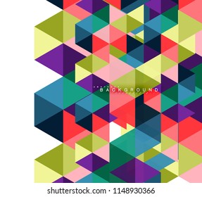 Multicolored triangles abstract background, mosaic tiles concept, vector illustration