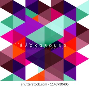 Fondo abstracto de triángulos multicolores, concepto de mosaicos, ilustración vectorial