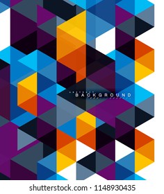 Multicolored triangles abstract background, mosaic tiles concept, vector illustration