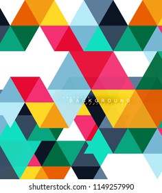 Fondo abstracto de triángulos multicolores, concepto de mosaicos, ilustración vectorial