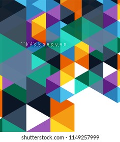 Multicolored triangles abstract background, mosaic tiles concept, vector illustration