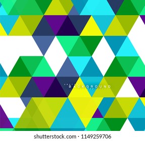 Multicolored triangles abstract background, mosaic tiles concept, vector illustration