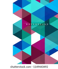 Multicolored triangles abstract background, mosaic tiles concept, vector illustration