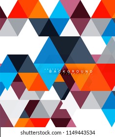 Multicolored triangles abstract background, mosaic tiles concept, vector illustration
