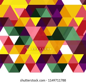 Fondo abstracto de triángulos multicolores, concepto de mosaicos, ilustración vectorial