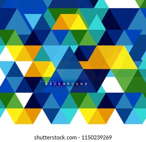 Fondo abstracto de triángulos multicolores, concepto de mosaicos, ilustración vectorial