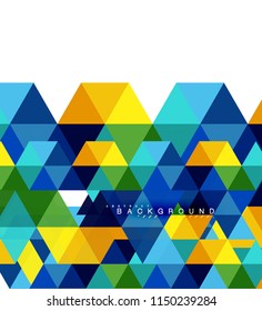Fondo abstracto de triángulos multicolores, concepto de mosaicos, ilustración vectorial