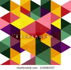 Fondo abstracto de triángulos multicolores, concepto de mosaicos, ilustración vectorial