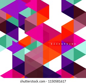 Fondo abstracto de triángulos multicolores, concepto de mosaicos, ilustración vectorial