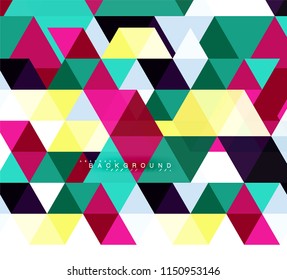 Fondo abstracto de triángulos multicolores, concepto de mosaicos, ilustración vectorial
