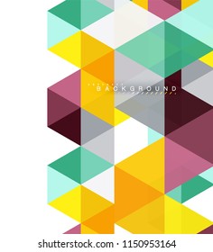 Multicolored triangles abstract background, mosaic tiles concept, vector illustration