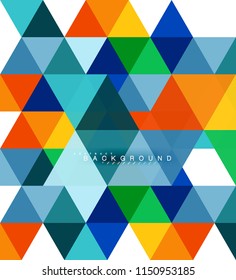 Multicolored triangles abstract background, mosaic tiles concept, vector illustration