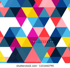 Fondo abstracto de triángulos multicolores, concepto de mosaicos, ilustración vectorial