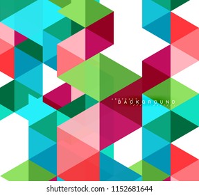 mehrfarbige Dreiecke, abstrakter Hintergrund, Mosaikfliesen-Konzept, Vektorgrafik