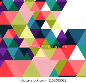 Multicolored triangles abstract background, mosaic tiles concept, vector illustration