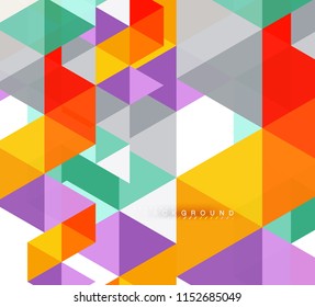 Multicolored triangles abstract background, mosaic tiles concept, vector illustration