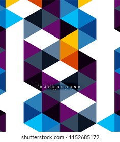 Multicolored triangles abstract background, mosaic tiles concept, vector illustration