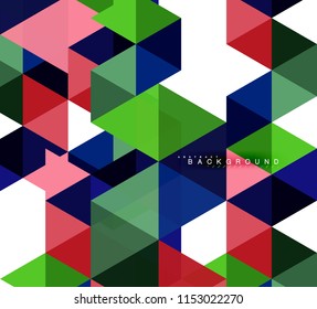 mehrfarbige Dreiecke, abstrakter Hintergrund, Mosaikfliesen-Konzept, Vektorgrafik