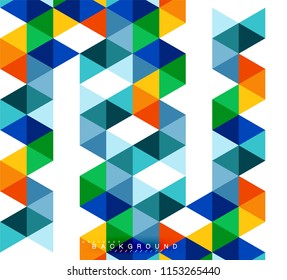 Multicolored triangles abstract background, mosaic tiles concept, vector illustration