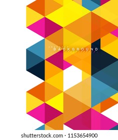 Fondo abstracto de triángulos multicolores, concepto de mosaicos, ilustración vectorial