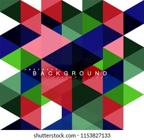 Multicolored triangles abstract background, mosaic tiles concept, vector illustration