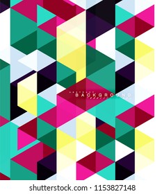 Multicolored triangles abstract background, mosaic tiles concept, vector illustration