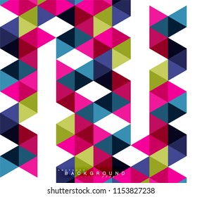 Multicolored triangles abstract background, mosaic tiles concept, vector illustration