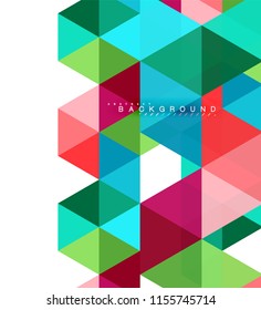 Multicolored triangles abstract background, mosaic tiles concept, vector illustration