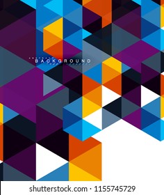Multicolored triangles abstract background, mosaic tiles concept, vector illustration