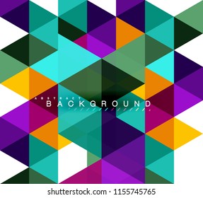 Fondo abstracto de triángulos multicolores, concepto de mosaicos, ilustración vectorial