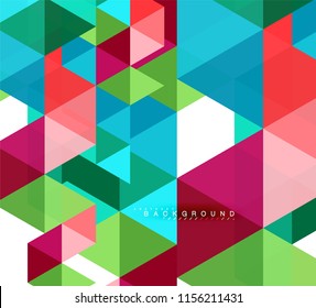 Multicolored triangles abstract background, mosaic tiles concept, vector illustration