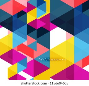 Multicolored triangles abstract background, mosaic tiles concept, vector illustration