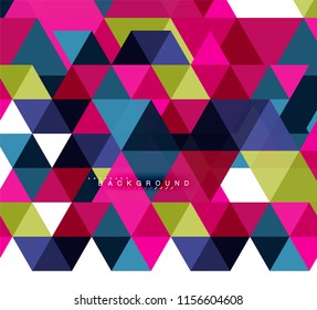Multicolored triangles abstract background, mosaic tiles concept, vector illustration